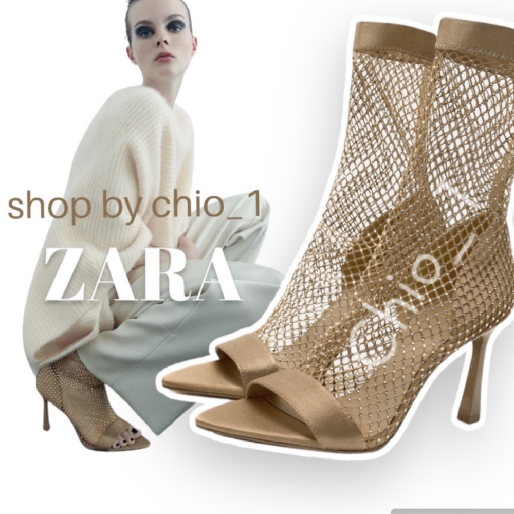 Zara RHINESTONE MESH ANKLE BOOTS bloggers favorite